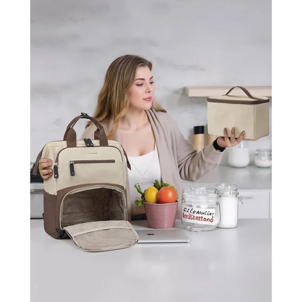 Lunch Backpack Women Insulated Cooler 15.6 Inch Laptop Travel Work Bag